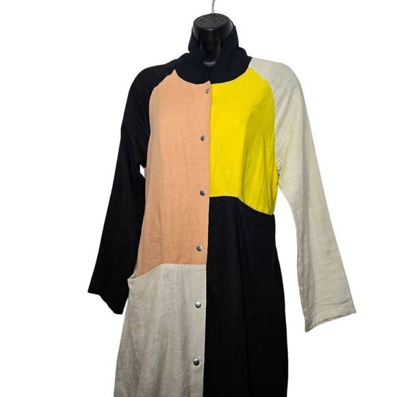 Marimekko Jacket Size XS Snap Button Colorblock 100% Linen - Picture 3 of 11